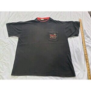 90s Winston Racing Team Black Pocket Tee Single Stitch Made USA Mens Shirt XL